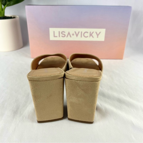 LISA AND VICKY Womens Faux Suede Open Toe Blocky Heel Size 10 - Picture 4 of 9